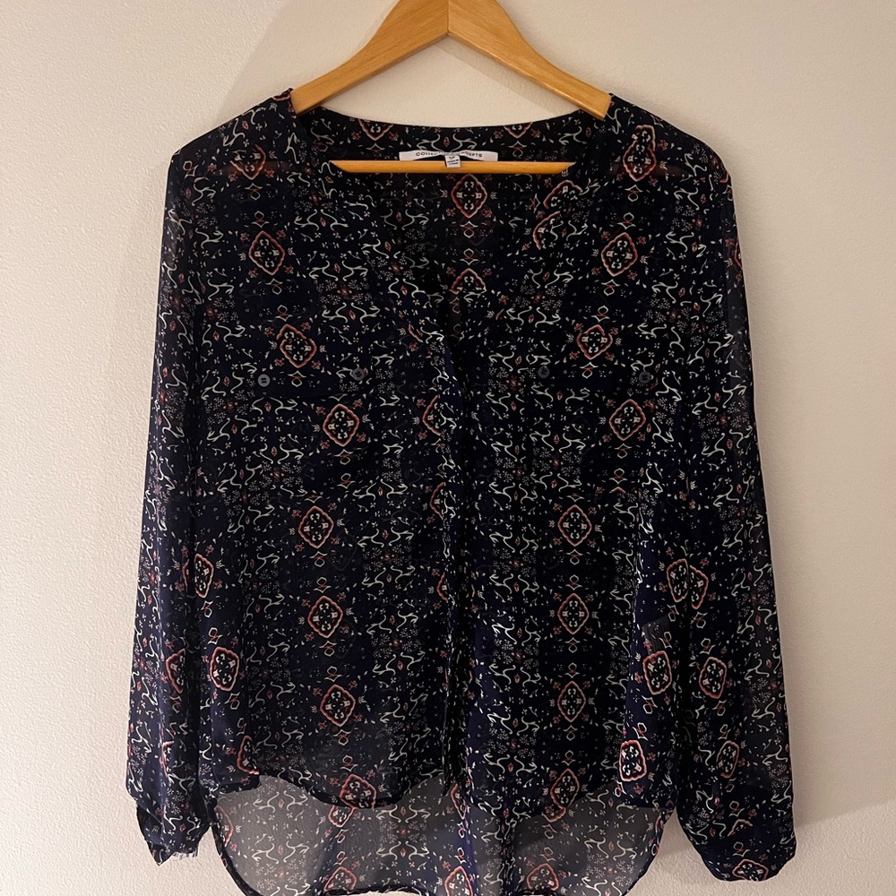 Patterned Navy Blouse